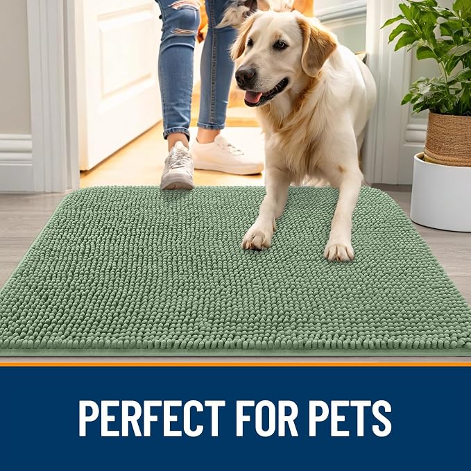 OLANLY Dog Door Mat for Muddy Paws 70x46, Super Absorbent Chenille Mud Mat | - Image 6