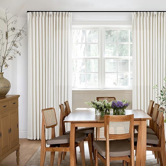 Natural Pinch Pleated Linen Curtains 126 Inches Long 2 Panels | - Image 6