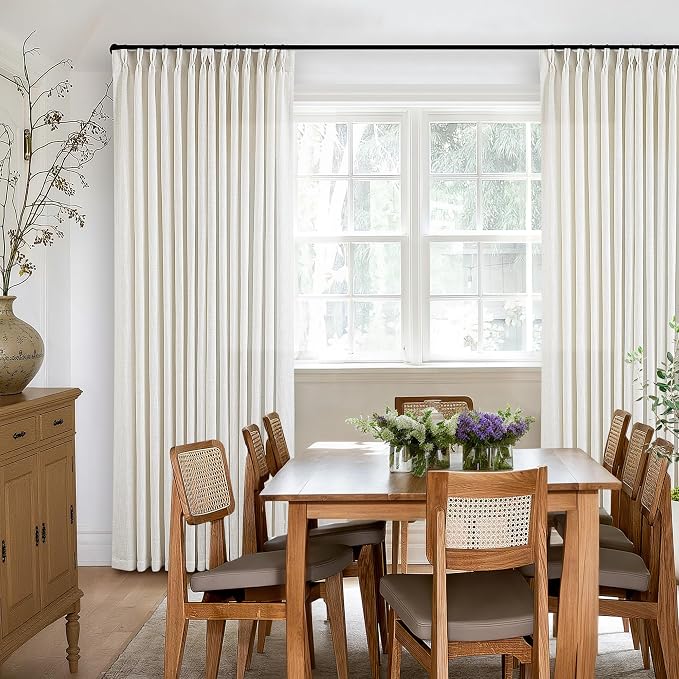 Natural Linen Pinch Pleated Curtains 120 Inches Long W40xL120 | Pleated Drapes - Image 6