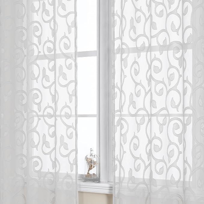 Furman Sheer Curtains 72 inches Long 2 Panels Set, Light Filtering Top Rod by OWENIE