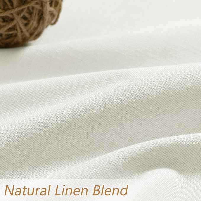 Ivory 100% Blackout Linen Curtains 102 Inch Length 2 Panels Set - Image 3
