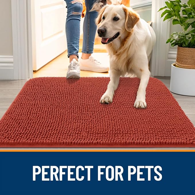 OLANLY Dog Door Mat for Muddy Paws 30x20, Super Absorbent Chenille Mud Mat | - Image 6