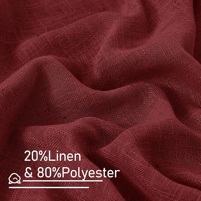 Burgundy Red Linen Curtains 45 Inch Length - Image 2