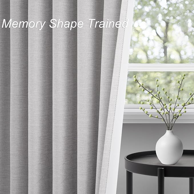 Topfinel 102 Inches Long Custom Blackout Linen Curtains, Burlap Drapes 2 Panels - Image 4