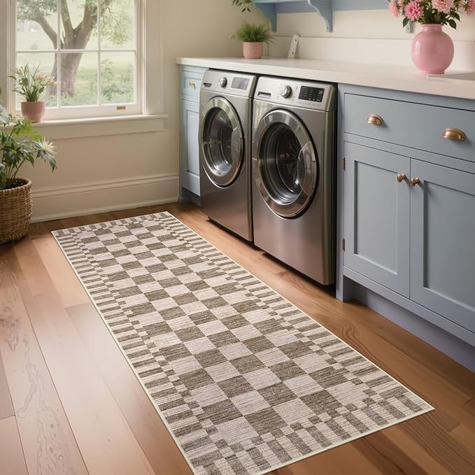GarveeHome 2x8 Checkered Kitchen Runner Rug - Image 3