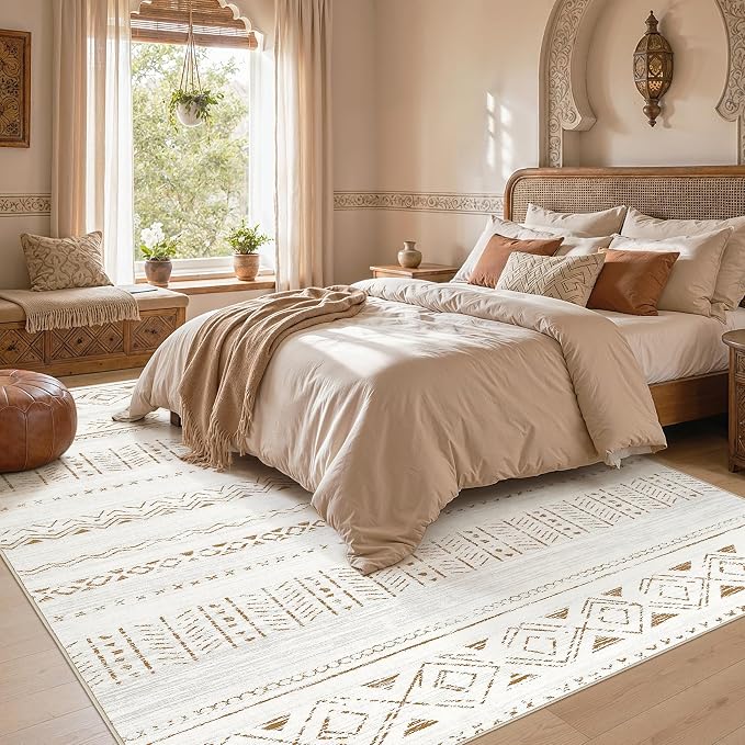cotiled Boho 12x15 Area Rug for Living Room: Large Moroccan Washable Rug | - Image 6