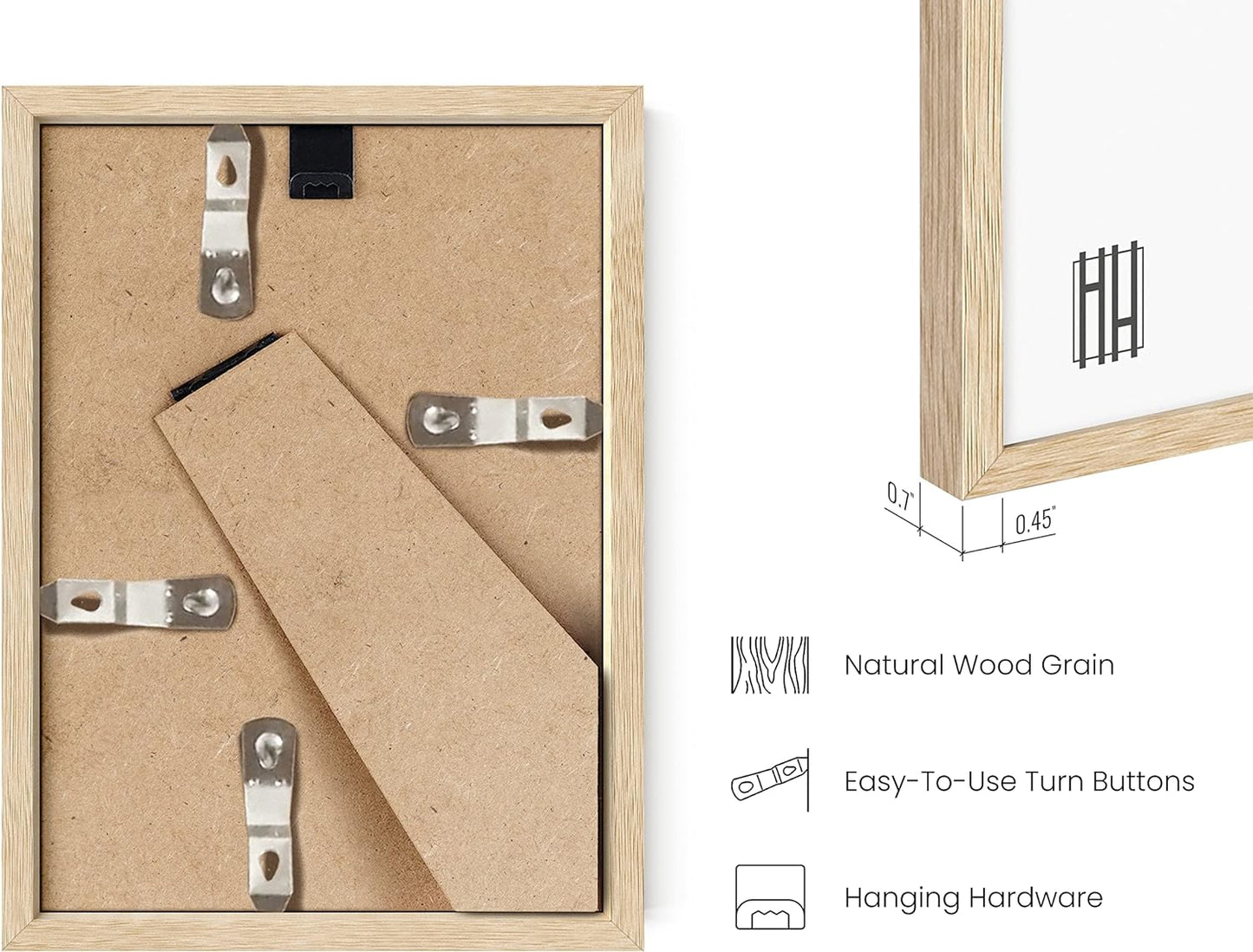 Haus and Hues 5x7 Natural Oak Wood Photo Frame Set of 15 - Mini Picture Frames Bulk Gallery Set - Premium Bulk Picture Frames 5x7 for Stylish Photo Gallery Wall Frame Set - Ideal for Home & Office
