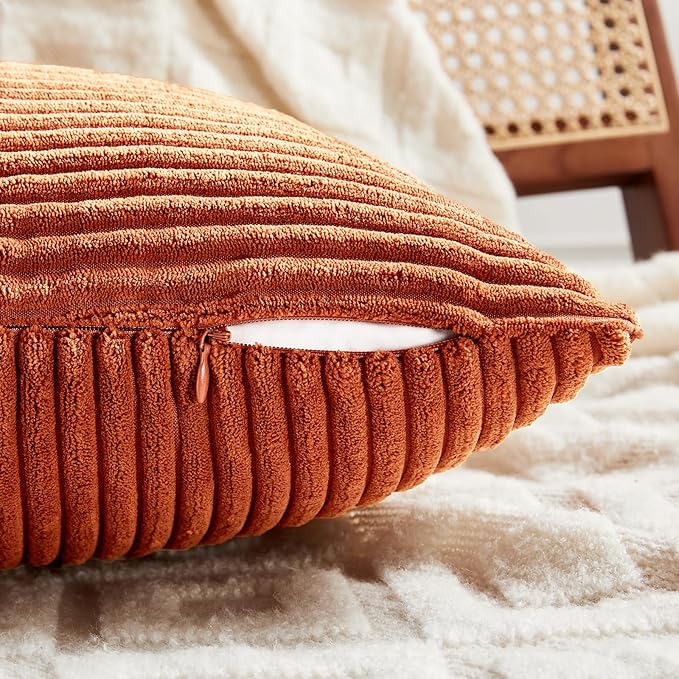 Fancy Homi Set of 2 Burnt Orange Lumbar Decorative Throw Pillow Covers 16x28 - Image 4
