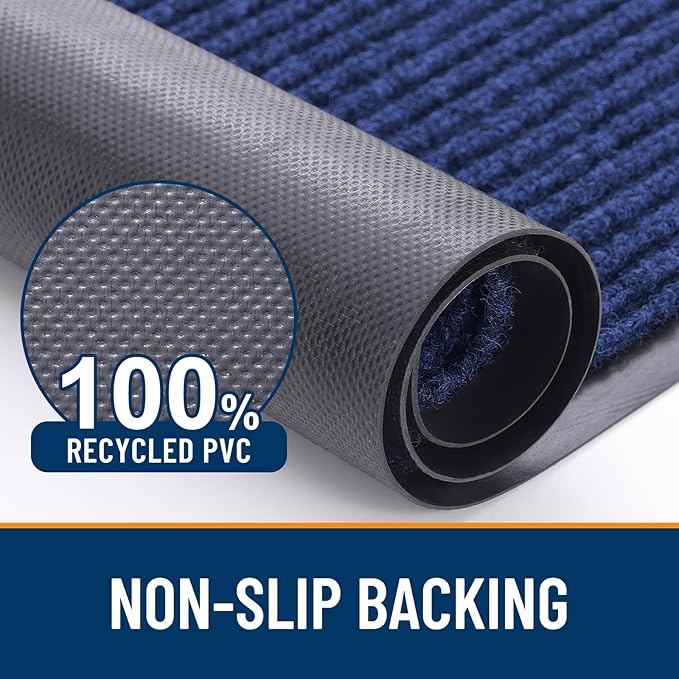 OLANLY Front Door Mat 59x20, Waterproof Heavy-Duty Indoor Outdoor Doormat | Blue - Image 3