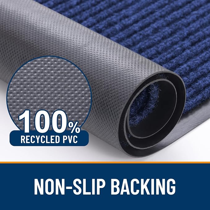 OLANLY Front Door Mat 35x30, Waterproof Heavy-Duty Indoor Outdoor Doormat | Blue - Image 3