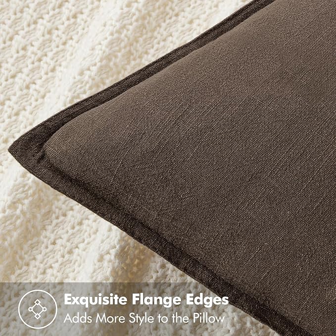 MIULEE Decorative Linen Lumbar Pillow Cover 12x20 Inch Dark Coffee | Fall - Image 5