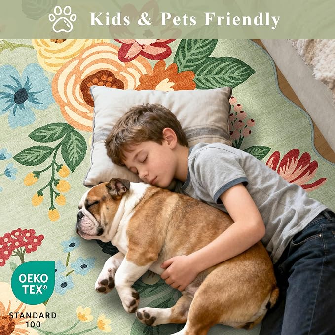 DUKINO 3x4 Rug, Non Slip Floral Washable Area Rug - Image 4