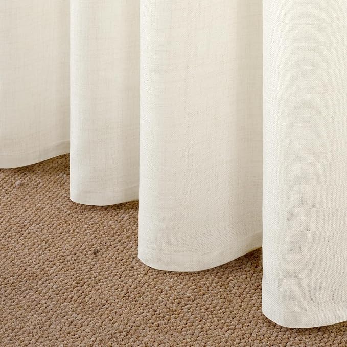 YoungsTex Ivory Linen Semi Sheer Curtains 54 Inch Length - Image 6
