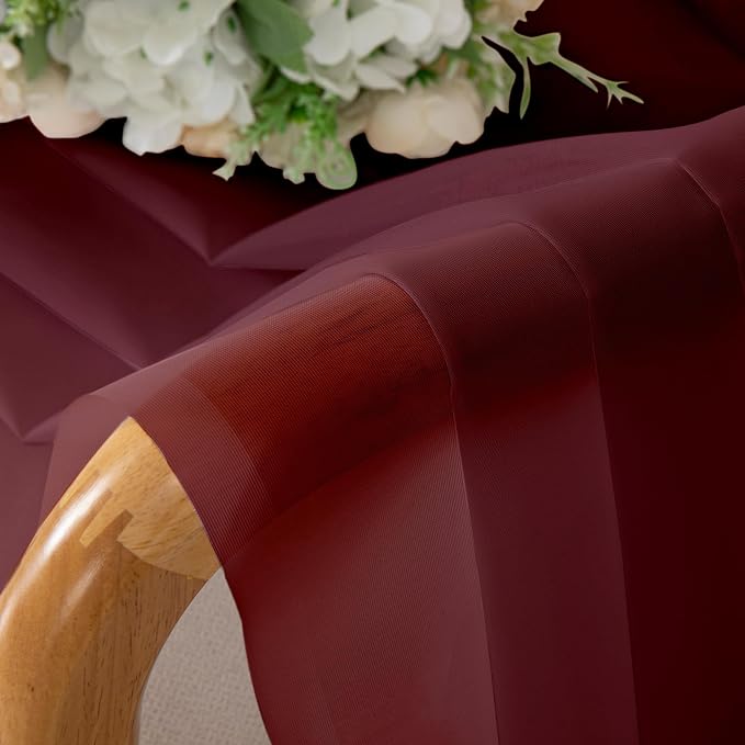 Simplebrand Burgundy Red Sheer Curtains 90 Inches Long 2 Panels, Light - Image 6