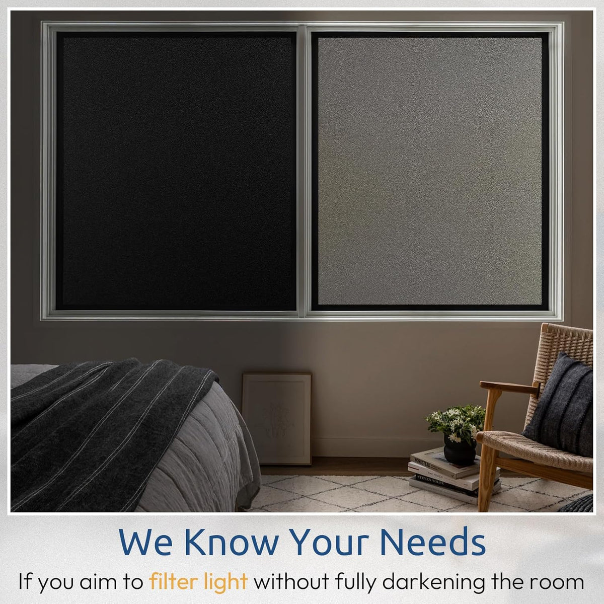 rabbitgoo Privacy Window Film, Static Cling Privacy Film for Glass Windows, Removable Grey Frosted Sun Light Blocking Coverings House Tint for Home Bathroom Garage, Taupe, 23.6 x 78.7 Inches