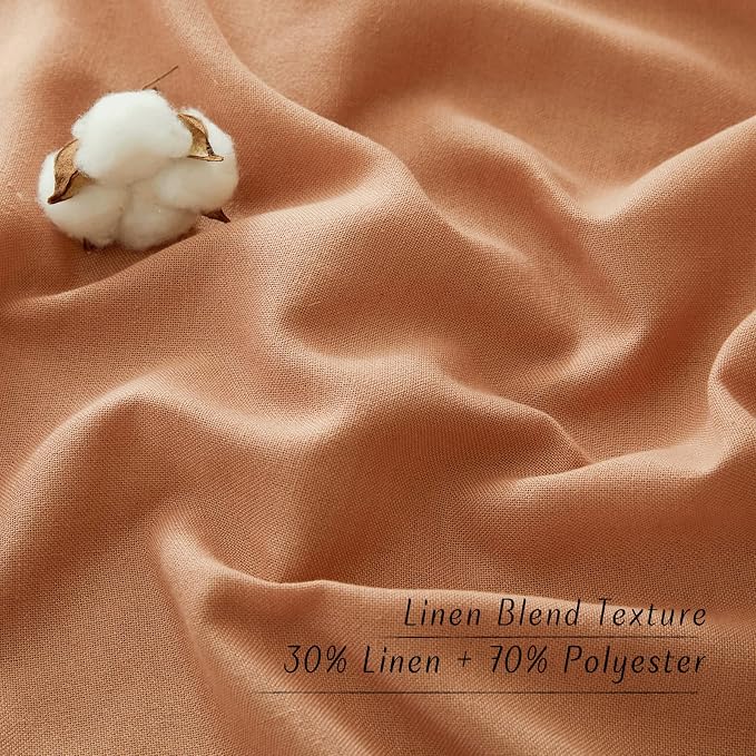 NICETOWN Linen Burlap Burnt Orange Window Treatments, Grommet Thick Privacy - Image 4