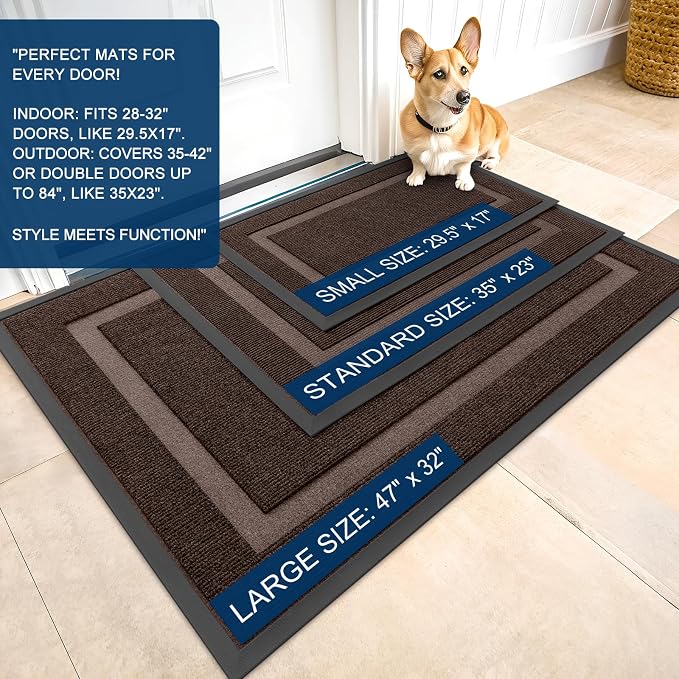 OLANLY Front Door Mat Outside 47x17, All-Season Heavy-Duty Rubber Doormat | - Image 2