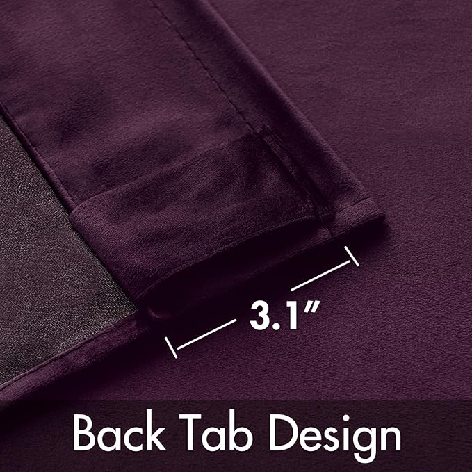 MIULEE Dark Purple Velvet Curtains 52x84 inches Luxury Blackout Curtains | - Image 3
