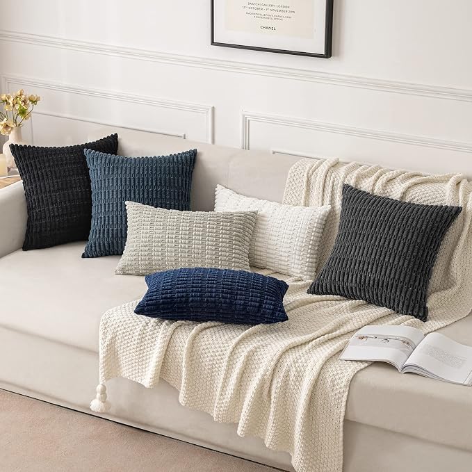 MIULEE Euro Sham Decorative Throw Pillow Covers 26x26 Navy Blue Pack of 2 | - Image 3