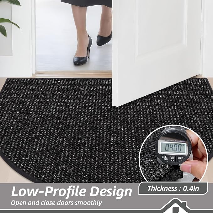 BEQHAUSE Dirt Trapper Door Mat 26" x 40" Half Circle Non Slip Rugs, Absorbent - Image 5