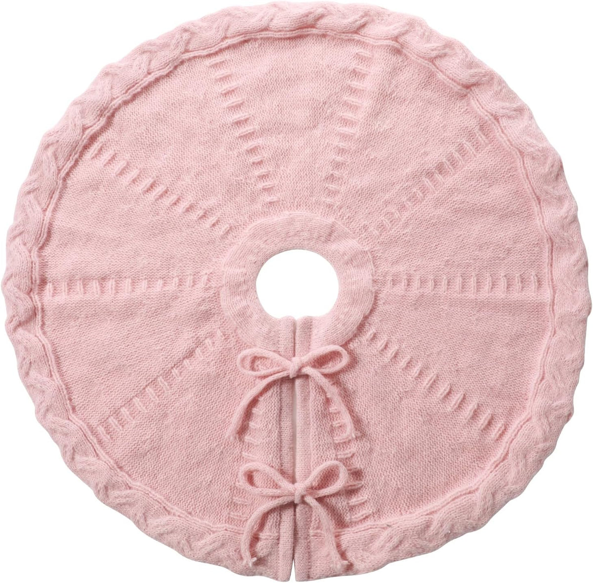 Mini Pink Tree Skirt,18 Inches Knitted Christmas Tree Skirt,Christmas Tree Decorations, Farmhouse Decor Xmas Holiday Home Party Decorations