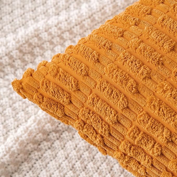 MIULEE Fall Corduroy Decorative Throw Pillow Covers 12x20 Burnt Orange | Lumbar - Image 4