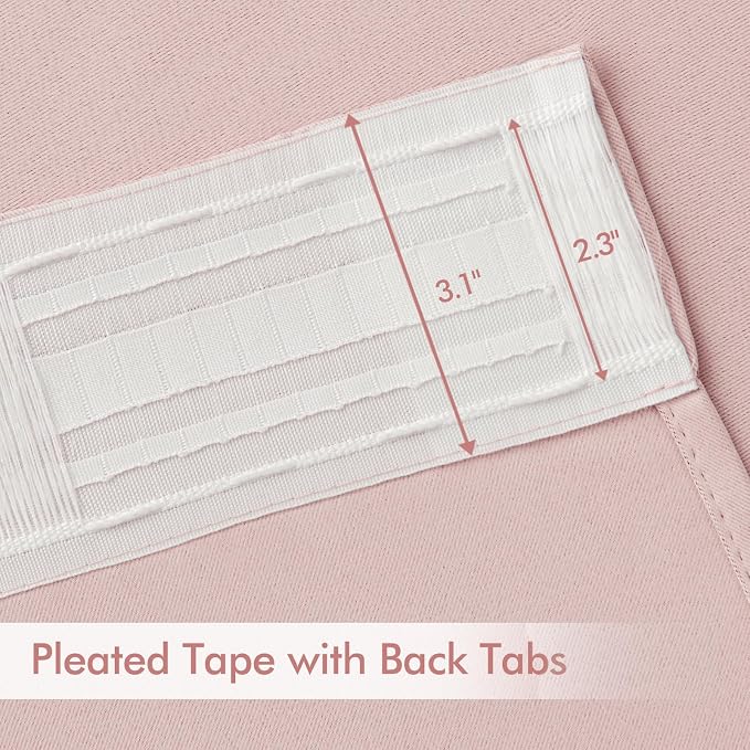 MIULEE Light Pink Back Tab Blackout Curtains 66x96 Inch Length 2 Panels Set | - Image 4