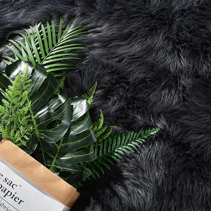 Latepis Dark Grey Round Area Rugs 8 ft Large Faux Sheepskin Fur Fluffy Washable - Image 5