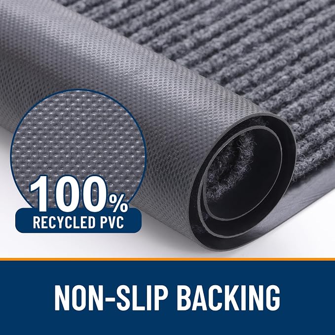 OLANLY Front Door Mat 59x40, Waterproof Heavy-Duty Indoor Outdoor Doormat | Grey - Image 3