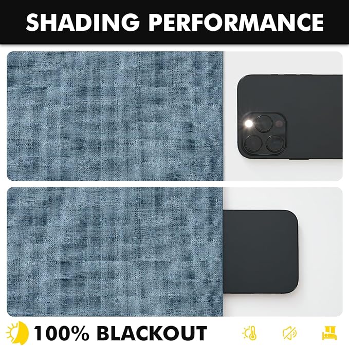MIULEE 100% Blackout Linen Curtains 42 x 63 Inch Stone Blue 2 Panels | Thermal - Image 7