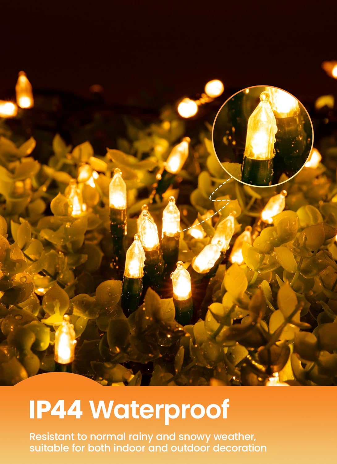 LED Christmas Mini Lights, 39 Feet 100 LED Clear Bulbs String Lights with 8 Light Modes, Connectable Fairy Lights Plug in for Outdoor Xmas Trees Garland Wreath Holiday Decorations, Warm White