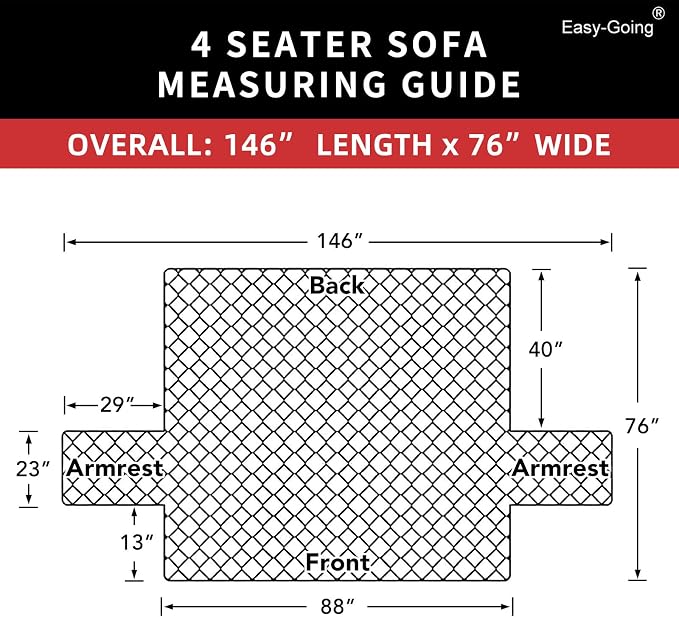 Easy-Going Reversible Couch Cover, 4 Seater Sofa, Christmas Red/Ivory | - Image 7