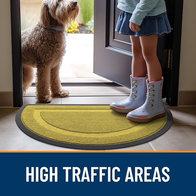 OLANLY Half Circle Front Door Mat Outside 47x23 All-Season Rubber Doormat | - Image 6