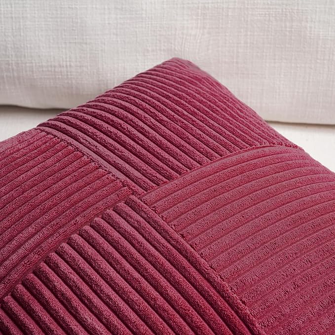 Fancy Homi 2 Packs Burgundy Lumbar Decorative Throw Pillow Covers 16x28 Inch - Image 3