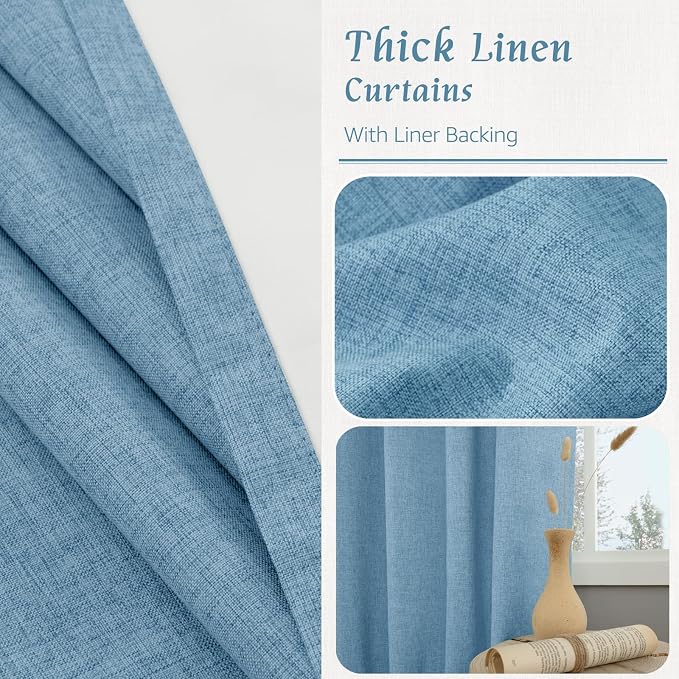 100% Blackout Linen Curtains 63 Inches Long, 60 x 63 Inch | Thermal Insulated - Image 7
