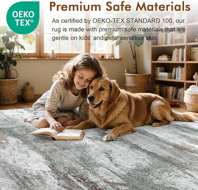 4x6 Ft Abstract Area Rugs for Living Room, Soft Non-Slip Modern Washable Rugs - Image 6