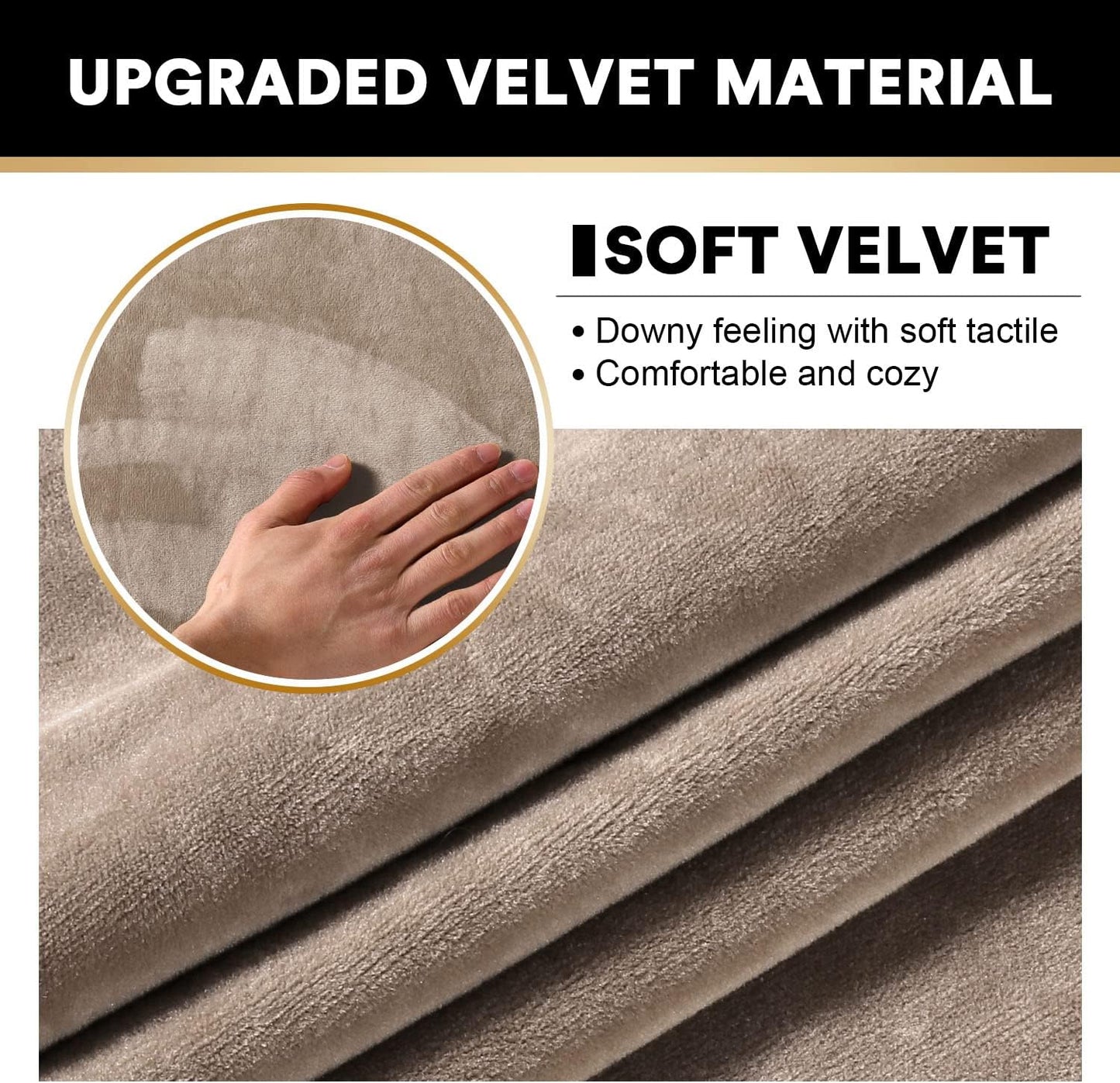 PrinceDeco Sectional Couch Covers 3 Pieces Velvet Sofa Covers L Shape Soft Couch Covers for Sectional Sofa Corner Sofa Cover Couch Cover for Dogs Washable (2 Seater + 1 Chaise,Taupe)