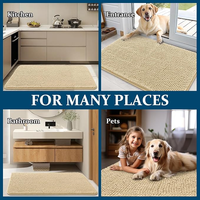 OLANLY Dog Door Mat for Muddy Paws 59x24, Super Absorbent Chenille Mud Mat | - Image 8