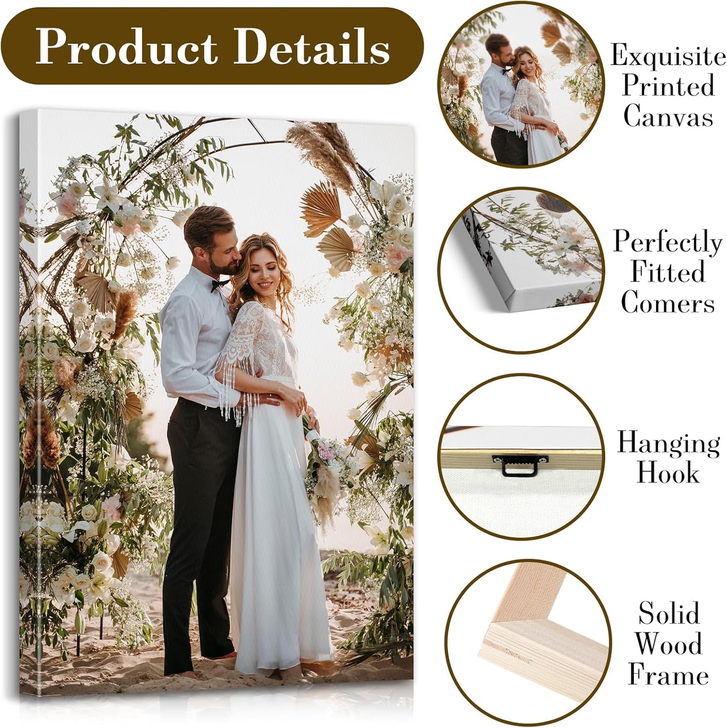 Custom Canvas Prints with Your Photos - Personalized Pictures Print, Customized Photo Gifts, Wall Art Poster Canvas Printing for Wedding, Family, Baby, Pets, Home Office Decor, Wrapped Frame 20x30