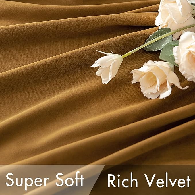 MIULEE Gold Velvet Curtains 52x90 inches Luxury Blackout Curtains | Thermal - Image 4