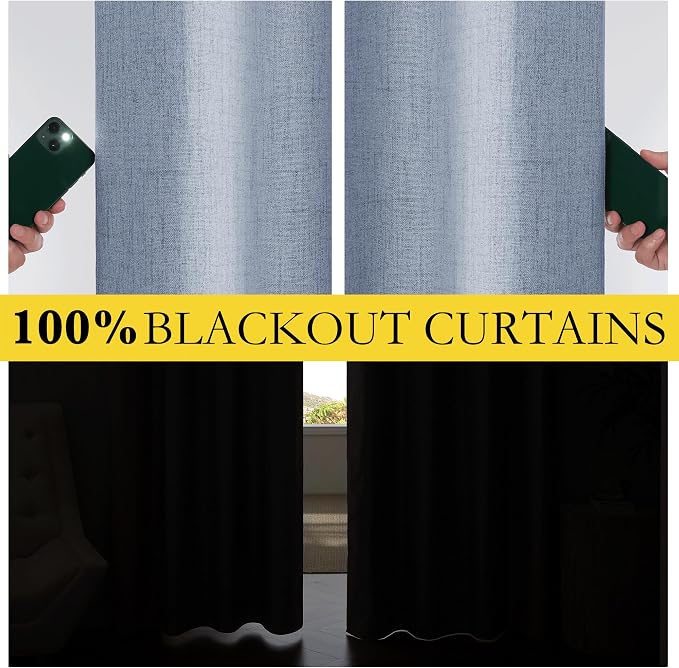 NICETOWN Full Blackout Linen Curtains 102" Length - Image 4