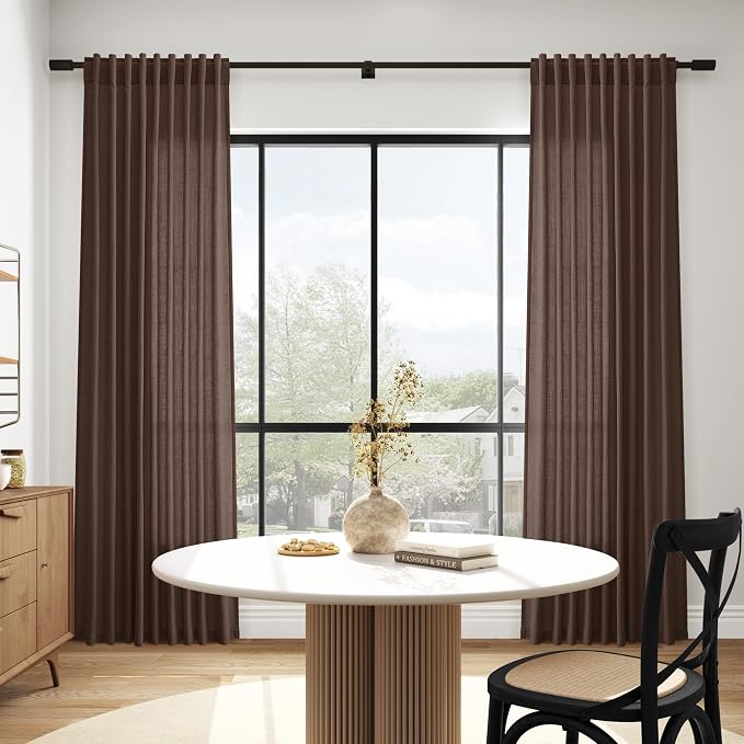 Cappuccino Linen Curtains 84 Inch Length 2 Panels Set - Image 5