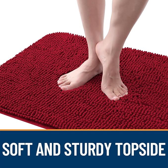 OLANLY Dog Door Mat for Muddy Paws 48x30, Super Absorbent Chenille Mud Mat | Red - Image 4