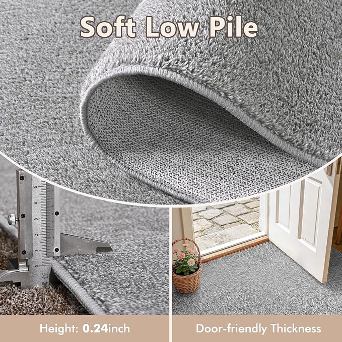 2x10 Grey Runner Rug Washable Non-Slip Soft - Image 5