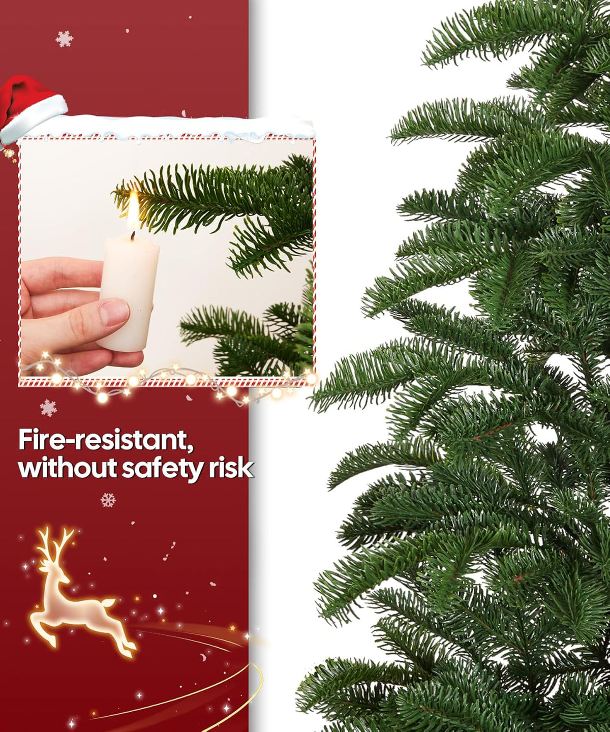 Decoway 6 FT Artificial Christmas Tree, Unlit Xmas Tree with 641 Green PE Tips for Indoor Outdoor Decorations Holiday Decor