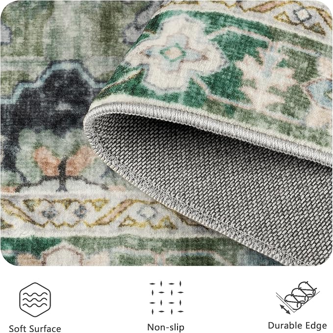 Washable Rug 6x9, Vintage Retro Soft Area Rug, Non-Slip Low Pile Rugs - Image 6