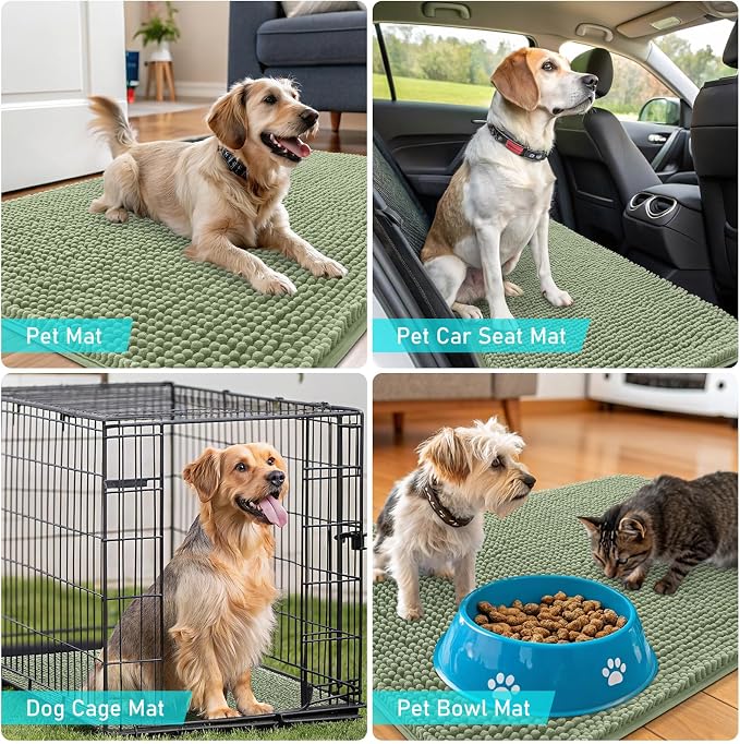 OLANLY Dog Door Mat for Muddy Paws 44x24, Super Absorbent Chenille Mud Mat | - Image 7