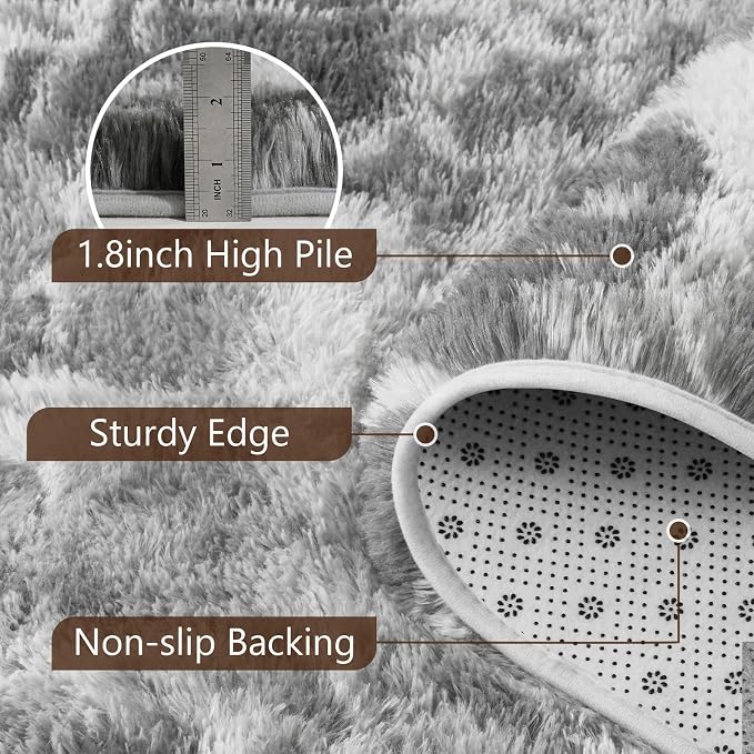 5x7 Grey Fluffy Soft Area Rug Non-Slip - Image 6