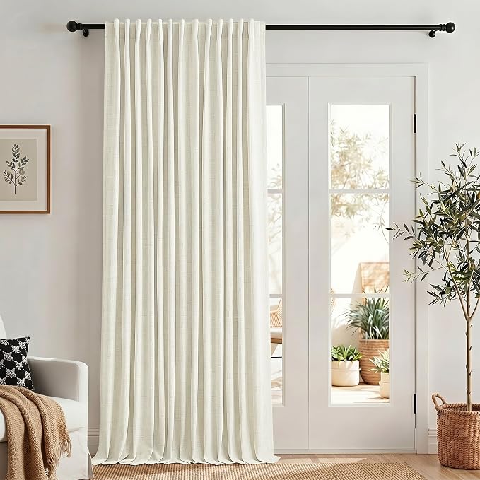 Extra Wide Curtain 108 Inches Long 100 Inch Wide Linen Blackout Curtain - Image 2