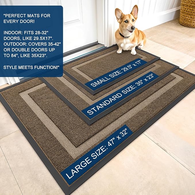 OLANLY Front Door Mat Outside 59x20, All-Season Heavy-Duty Rubber Doormat | - Image 2